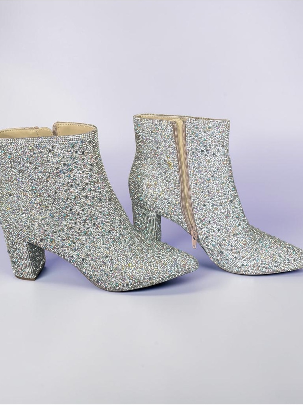 Betsey Johnson Crystal Embellished Ankle Booties - Silver